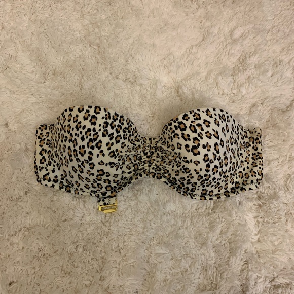 VICTORIA’S SECRET SWIM STRAPLESS LEOPARD CHEETAH TOP SIZE 34B - Picture 2 of 4